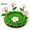 Decorative Tea Cup Pad Blooming Crochet Coaster, Handmade 3D Flower Mat for Coffee Mug Rug Tea, Cotton Yarn Drink Floral Table Decor Desk Protector