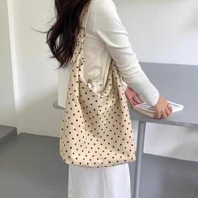 New Casual Polka Dot Bag Women's Cotton Cloth Trend Original Large-capacity Tote Bag Lazy Commuter Shoulder Bag Women