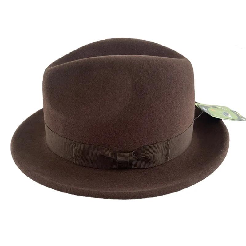 

2026 Pure Wool Fedora Hat | British Style Small Brim | Vintage Korean Fashion | All Season Warm & Versatile S 54-56cm малиновый