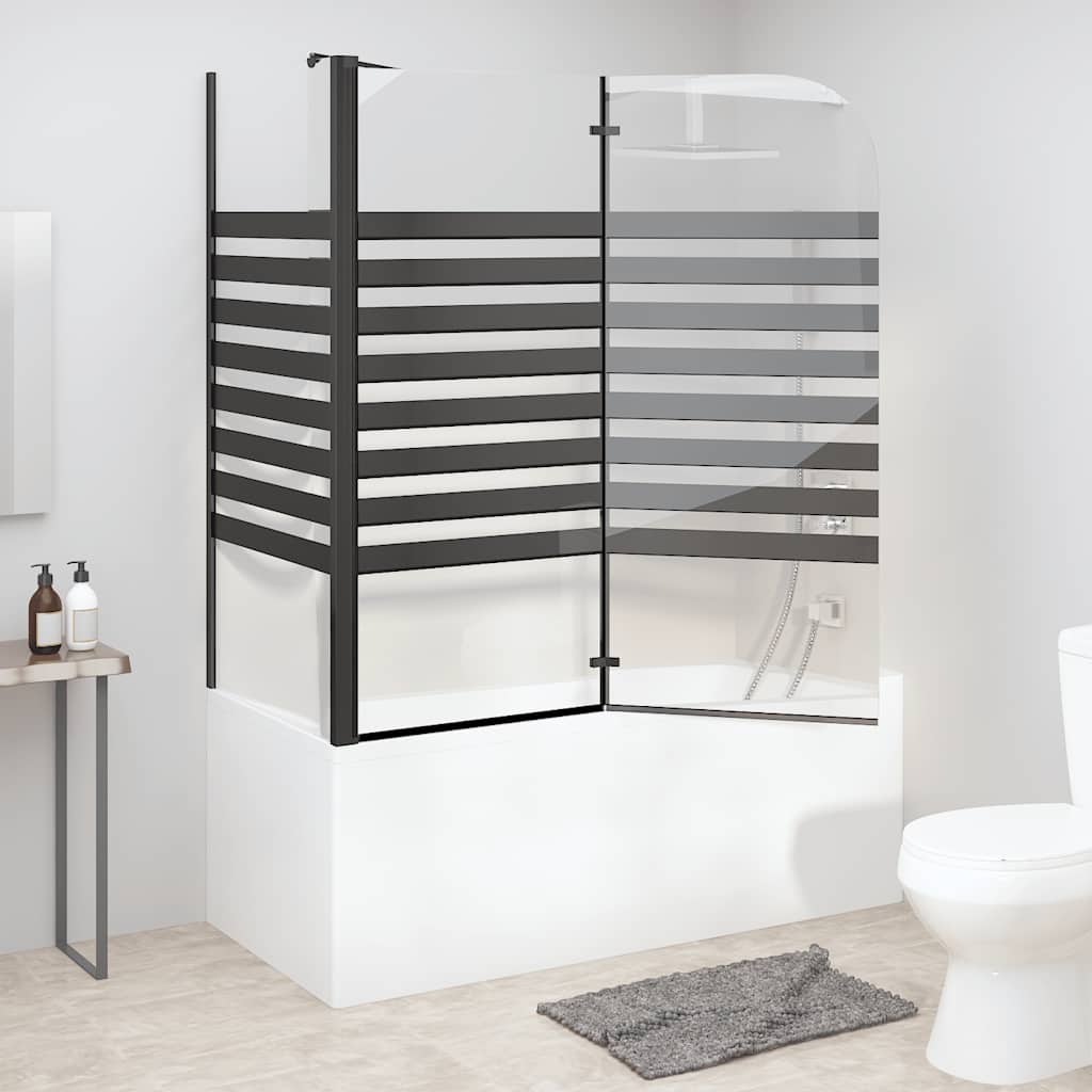 Vidaxl Striped Bathtub Screen, 120X68X130 Cm, Tempered Glass