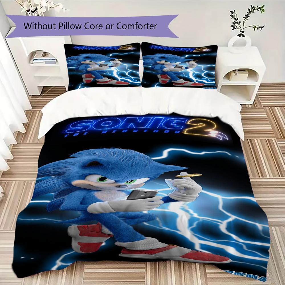 Neon City Sonic Threepiece Set Without Core 1 Duvet Cover 2 Pillowcase Without Core Bedding Set Christmas Birthday Gift