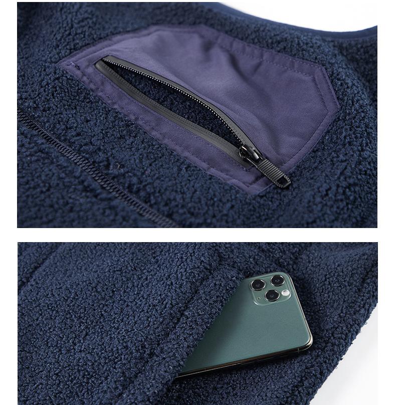 Polar Fleece Vest Man's Autumn and Winter Outdoor Sports and Leisure Stand-up Collar Vest Teddy Fleece WaistJacket Sleeveless Fleece