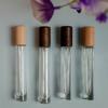 10/15ml Premium Glass Perfume Spray with Walnut Beech Cap, Portable Refillable Travel Atomizer for Cosmetics