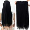 ZALYA Clip-In: 24-Inch Black Straight Synthetic Hair Extension - 130g with 5 Clips - Transform Your Look