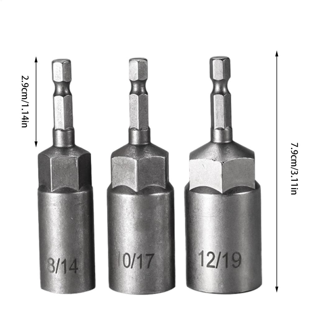 Hexagon Drill Bit Socket Set Hex Head Socket Set For Drill 3 Pieces High-Strength Repairing Power Hand Tool Replacement Parts