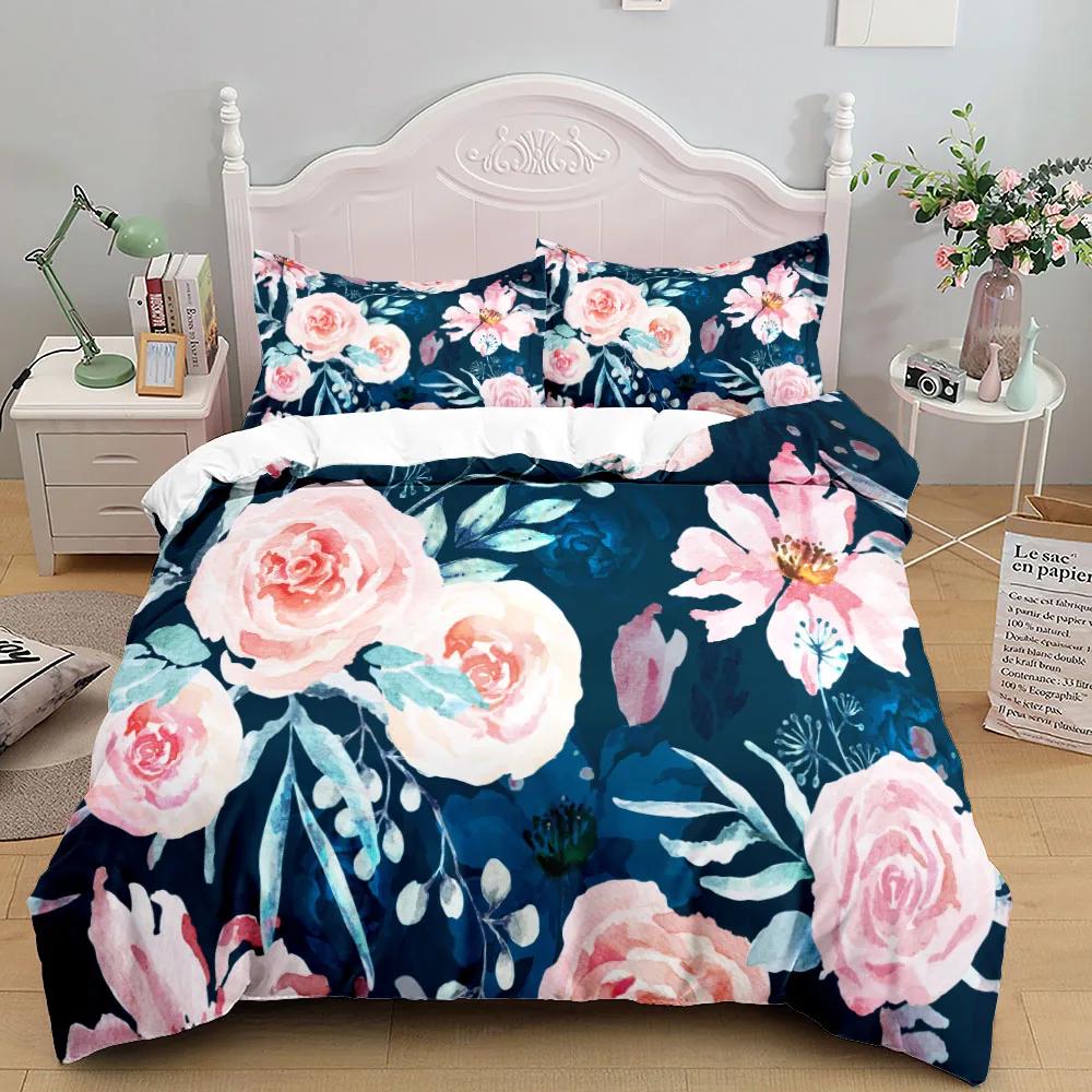 3D Printed Washed Cotton Painting Birds Floral Bedding Set Small Single Twin Double Queen King Cal King Size Bed Linen Set