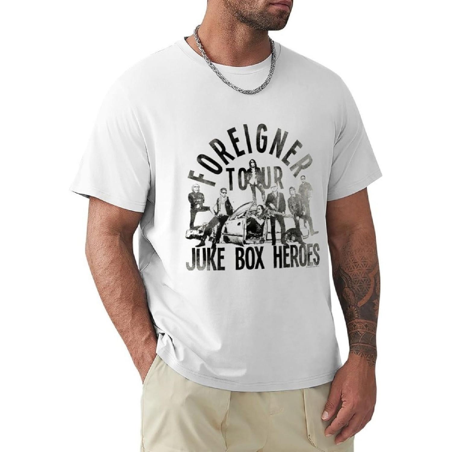 Hokiis Men s T Shirt Foreigner Band Short Sleeve Tee Cotton Novelty T Shirt Undershirts(4) XXXXXL