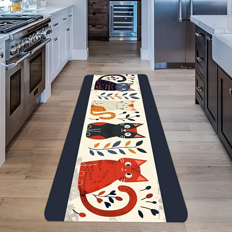 1Pcs  Cat Pattern Floor Mat Modern Kitchen Polyester Rug Non-Slip Colorful Indoor Carpet, For Home Bathroom Bedroom Living Room Decor