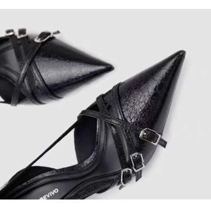 Fashion Pointed Toe High Heels Women Heeled Sandals Shoes Summer 2025 Trend Brand Sexy Party Pumps Shallow Leather Sandalias De Mujer
