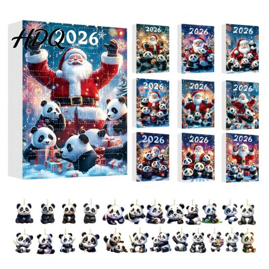 Kids Christmas Countdown Gift Panda Advent Calendars 2026 2D Acrylic Cute Hanging Ornaments for 2026 Holiday Box Xmas Tree 24 Days Calendar,