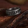 Men's European Retro Silver Stainless Steel Embossed Rotating Chain Ring