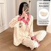 Spring & Autumn 2025 Women's Pajama Set with Chest Pads - Sweet, Loose Long-Sleeve Top & Pants, Suitable for Home or Outdoor Wear