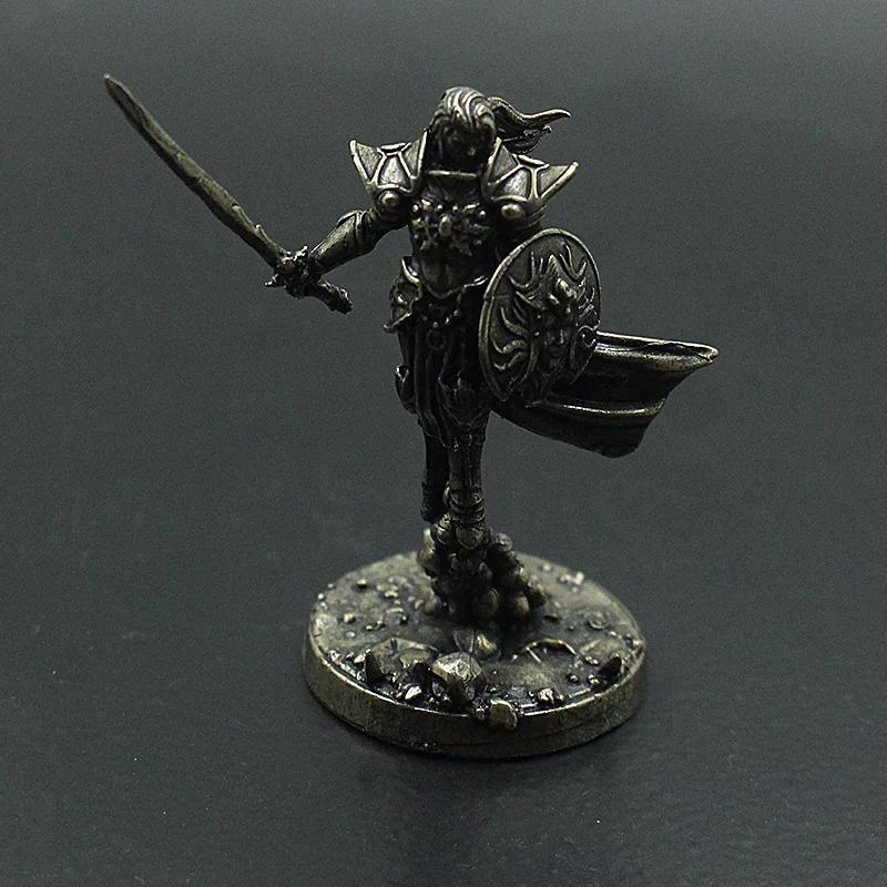 Vintage White Bronze Demon Race Soldier Statue Desktop Board Game Soldier Model Toys Desk Mini Decorative Ornament Crafts Gifts