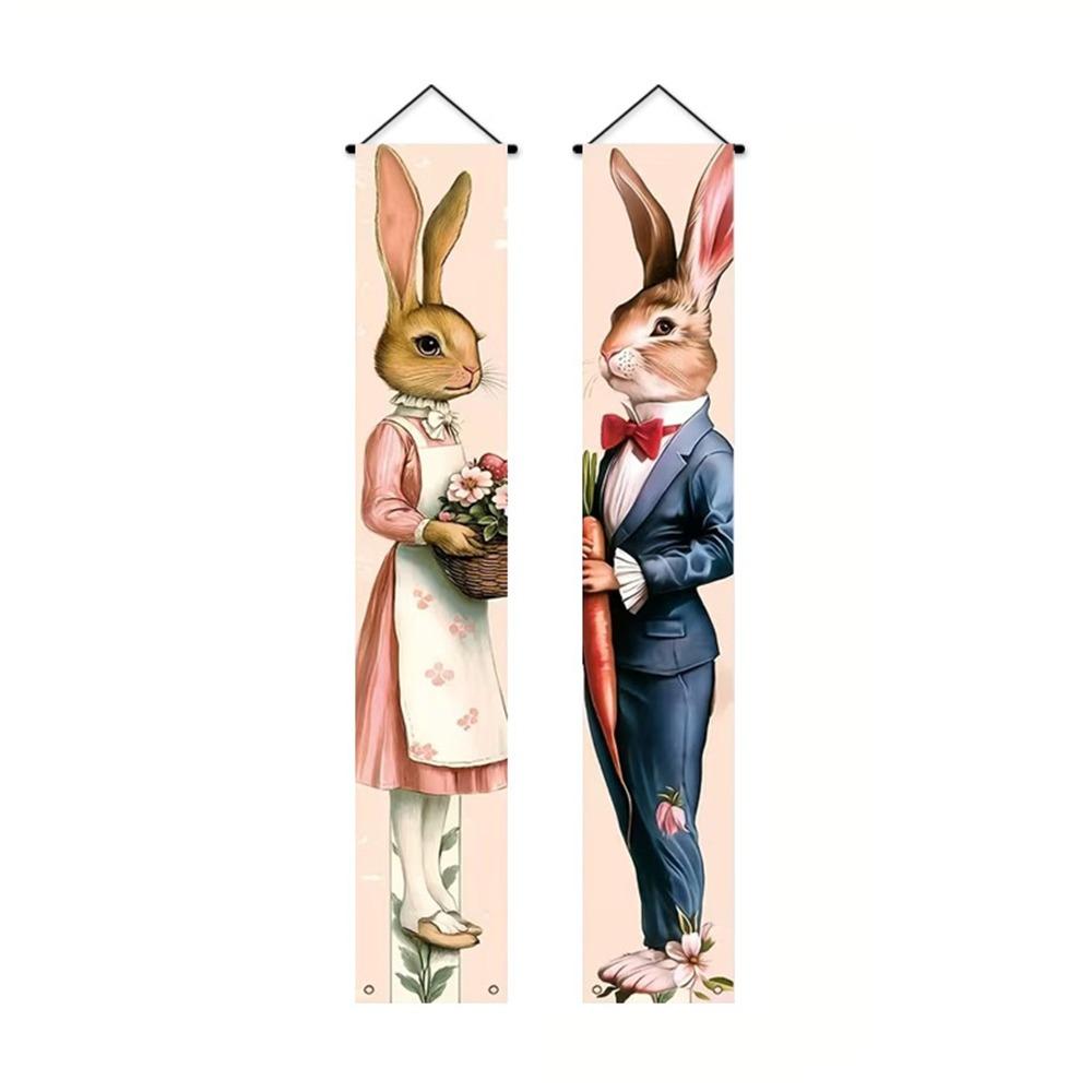 Polyester Happy Easter Couplet Vibrant Easter Door Decoration Easter Door Banners  Festive Home