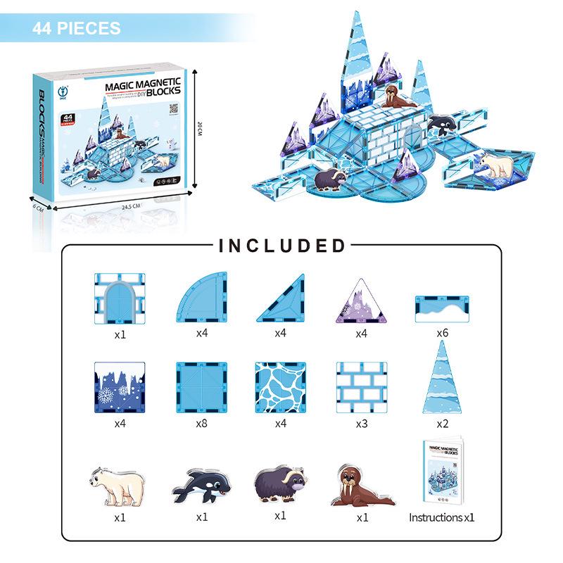 Digou Ice & Snow Park Diamond Pattern Magnetic Building Blocks for Kids