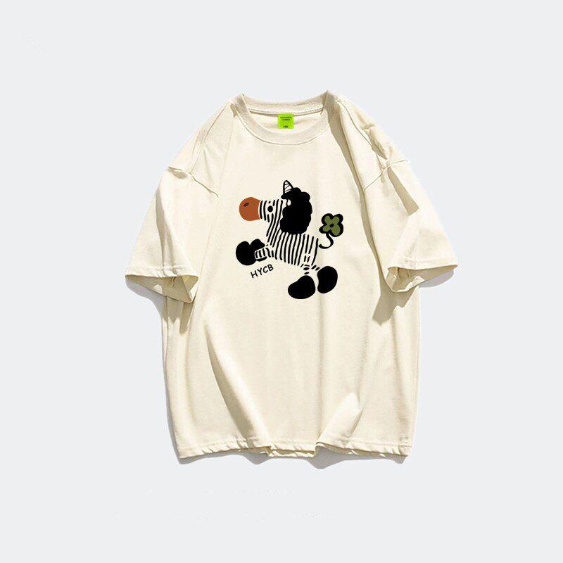Fat mm pure cotton American retro oversize short-sleeved t-shirt women's summer new niche loose Korean top