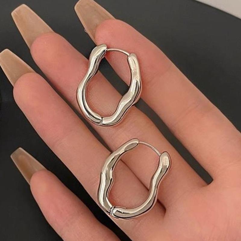 Trendy Geometric Ear Clips Comfortable Irregular Hoop Earrings for Women Girl Fashionable Unique Valentines Day Gift