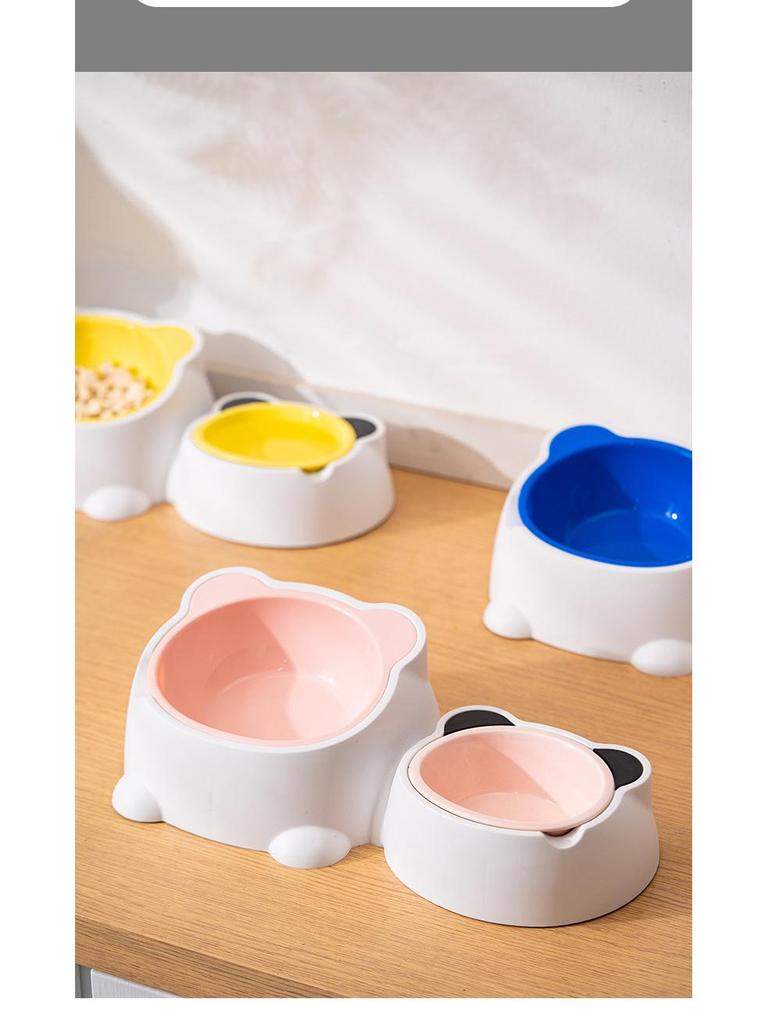 Ceramic Anti-Spill Temperature-Regulating Pet Bowl - Slanted Design for Cats and Dogs