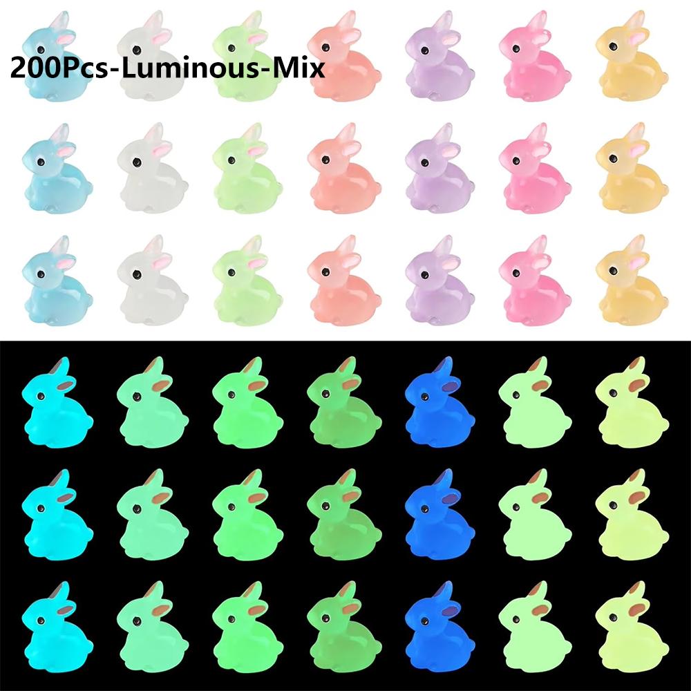 100/200Pcs Mini Resin Bunnies Miniature Figures 3D Little White Rabbit Ornament Micro Landscape Dollhouse Decoration Diy Crafts