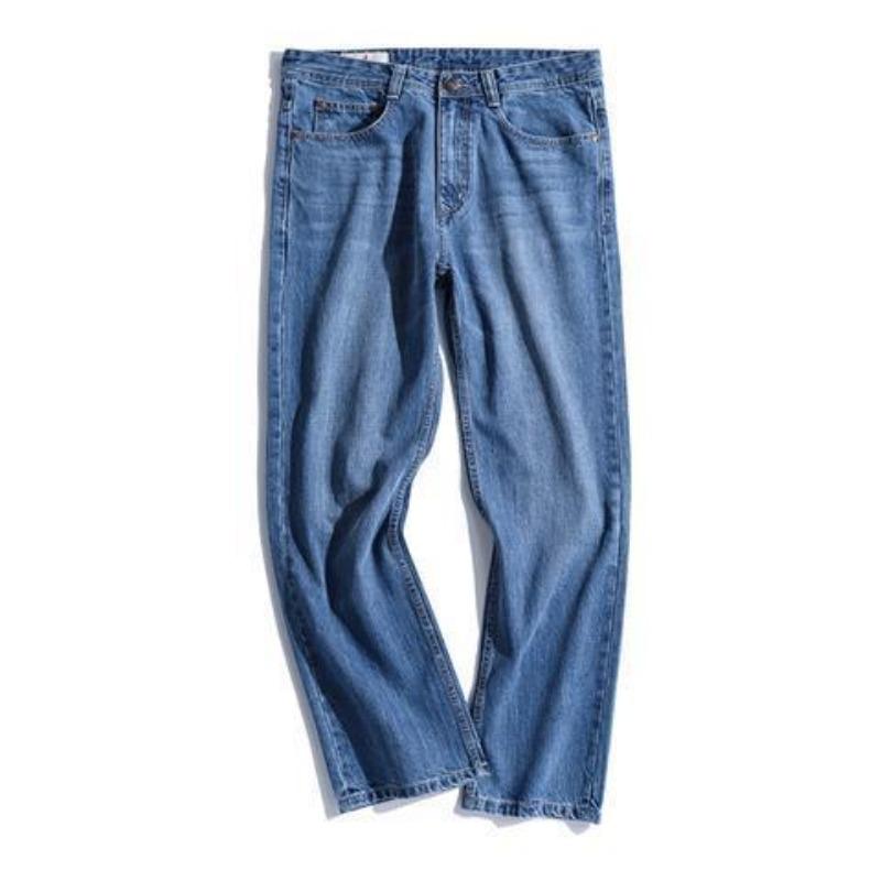 Men's Straight Loose Jeans Soft Fashion Casual Pants Male Elastic Waist Trousers