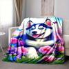 1pc Husky Puppy Blanket Lightweight Blanket Throw Blanket For Sofa, Bed, Travel, Camping, Livingroom, Office, Couch, Chair yy251010053