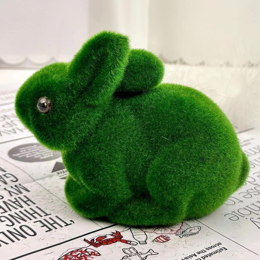 Easter Bunny Green Foam Flocking Simulation Rabbit Three-dimensional Moss Rabbit Gardening Decoration Easter Decoration