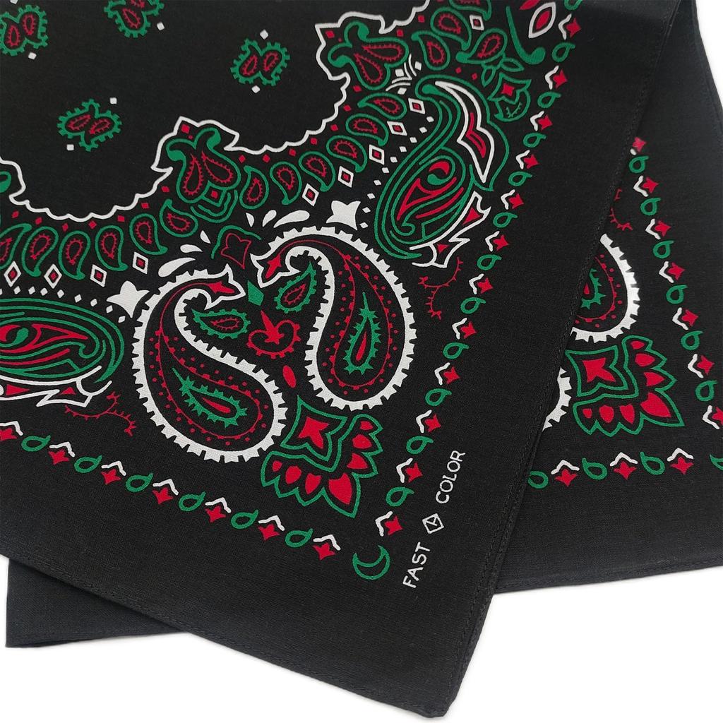 Trifong Bandana Black Bandana Adult Paisley Men's Bandana Green Handkerchief Stylish 100% Cotton Unisex Women's 55cm x 55cm