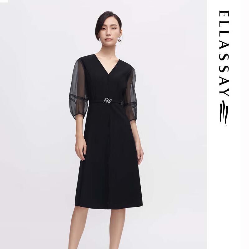 

ELLASSAY EWF341Y10800 Classic Black Business Midi Dress XS