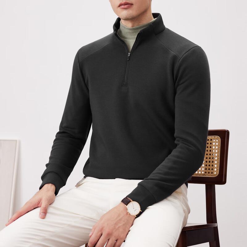 Shanshan Men's Cashmere Blend Thickened Mock Neck Sweatshirt