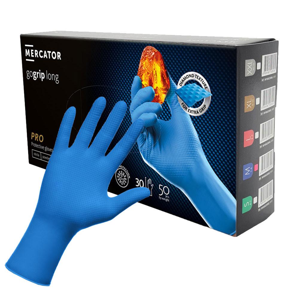 Nitrile Gloves Blue Mercator Gogrip Long 50 Pcs