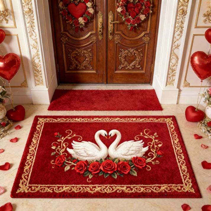Romantic Style Bedroom Decor Red Carpet Valentine's Day Carpets for Living Room Waterproof Lounge Soft Floor Mat Anti-slip Rug