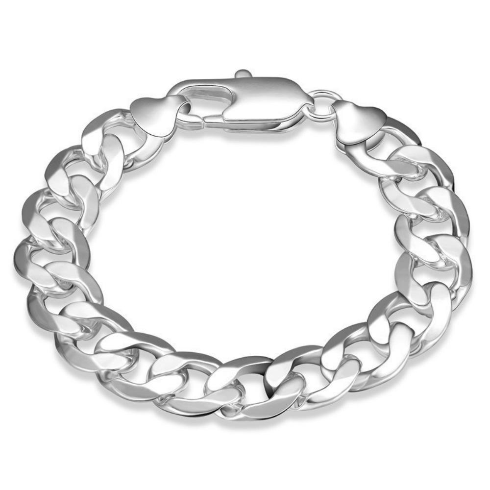 2026 Jewelry Silver-plated 12MM Side Bracelet Line Bracelet 12MM*20CM