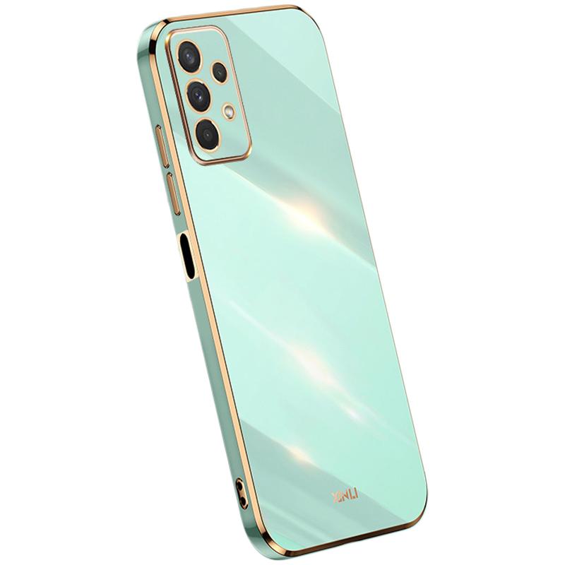 

XINLI Чехол для телефона для Samsung Galaxy A32 5G/M32 5G, Гальванизированная золотая кромка, Задняя крышка, ТПУ защитный чехол Cyan