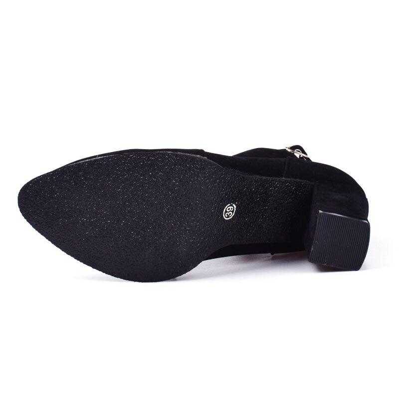 Kozačky Vysoké podpatky Kotníkové Dámské Kozačky Móda Hrubý podpatek Dámské Krátké kozačky Boty Khaki Dámská obuv