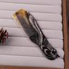 Natural Ox Horn Comb Anti Static Buffalo Combs Mandarin Duck Phoenix Carving Professional Detangling Massage Fine Tooth Comb