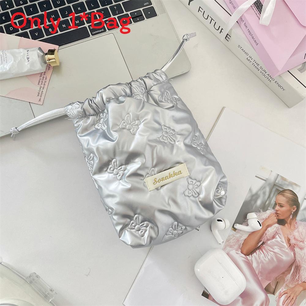 Portable Pu Girls Purse With Adjustable Drawstring For Travel And Makeup Storage