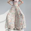 Colorful Floral Puff Wide-Leg Pants for Women | Summer Thin High-Waist Straight Lantern Pant Skirt Petite-Friendly Flowy Chiffon Pants