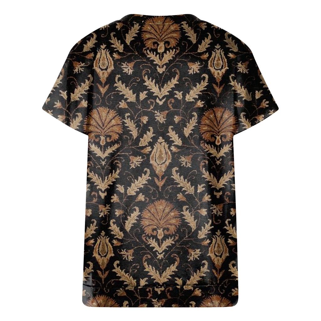 Women's Printed Short Sleeve Round Neck Retro Short Sleeve Summer Loose Tops Tops Women's Summer T-Shirts