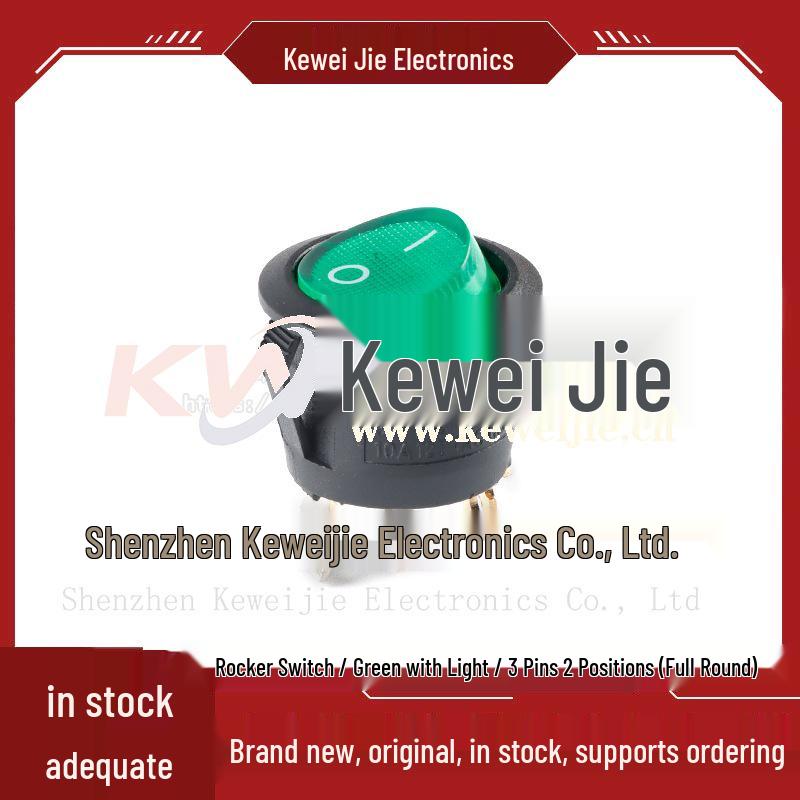 Round Rocker Switch KCD1 with Light: 2-Position 2-Pin, 3-Position 3-Pin, 2-Position 3-Pin, 2-Position 4-Pin