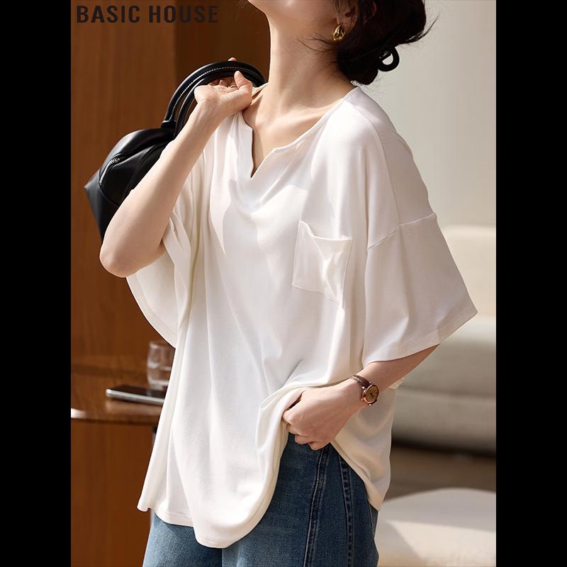 

Basic House Women s V-Neck Short Sleeve T-Shirt One Size