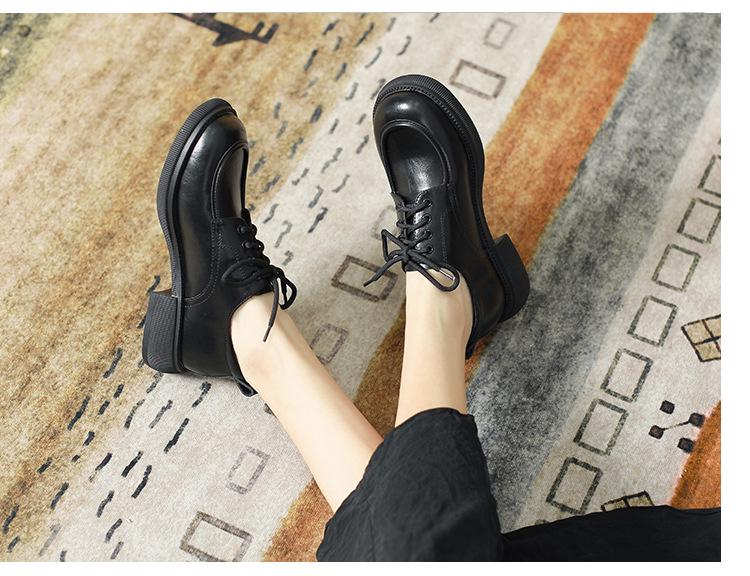 Women's Genuine Leather Lace-up Loafers - Spring/Summer 2024 Slip-on Flats with Soft Sole