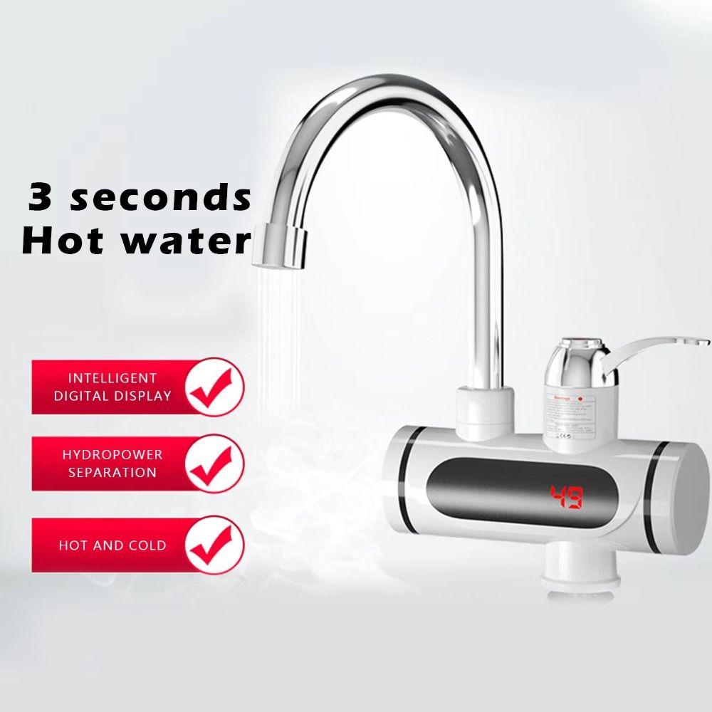 3000W Fast Heating Instant Water Heater Temperature Display Electric Hot Water Tap Office Space