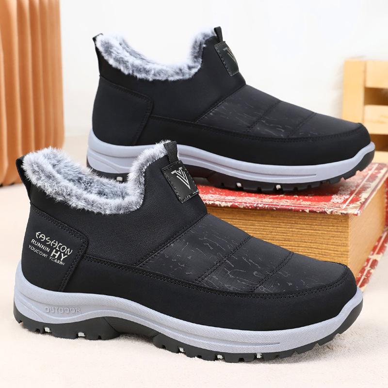Herren Winter Warme Schneestiefel Mit Kunstfellfutter Rutschfeste Halbschuhe Wasserabweisende Arbeits-Wanderschuhe Bequeme Kurze Stiefeletten für Männer