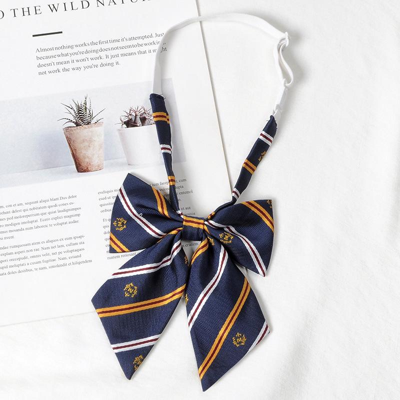 Women's Red Stripe No-Iron Japanese Academy Style Bow Tie Shirt Accessory