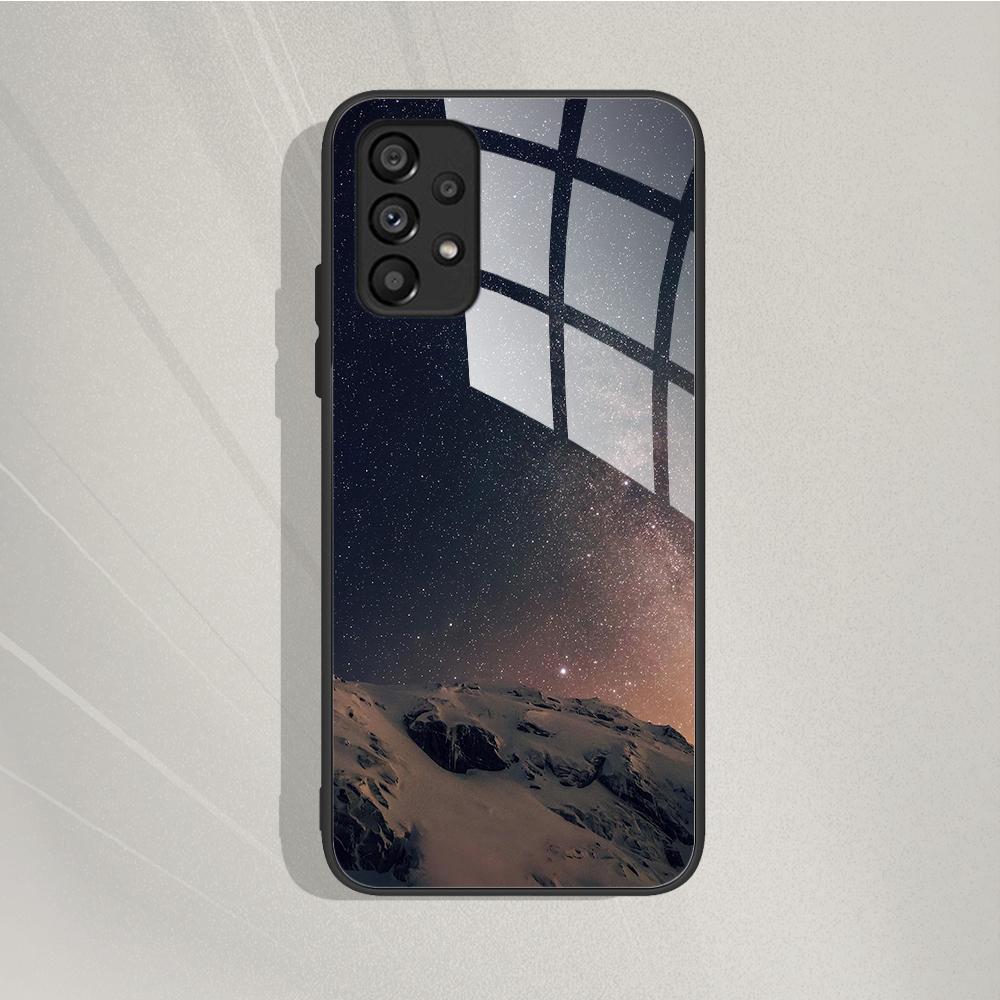 Case For Samsung Galaxy A72 Painted Tempered Glass Phone Cover For Samsung A72 A 72 5G A726B A725F Cases Silicone Bumper Coque