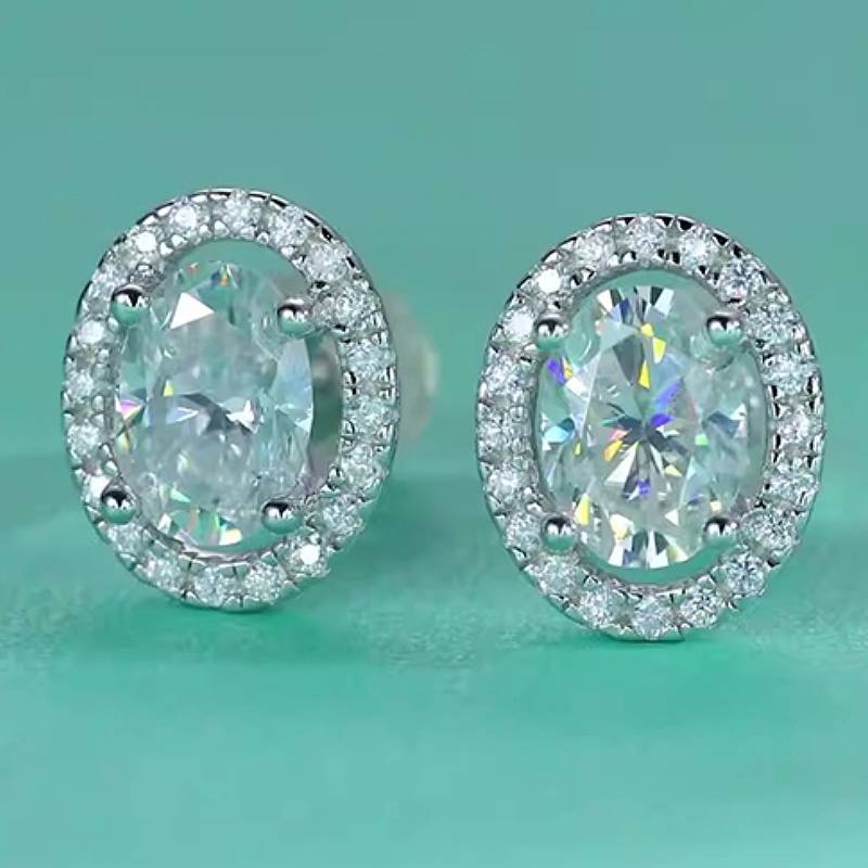 

Huitan Simple Style Lady Stud Earrings Inlaid Sparkling Oval Cubic Zirconia Trendy Accessories Versatile Zircon for Party Daily