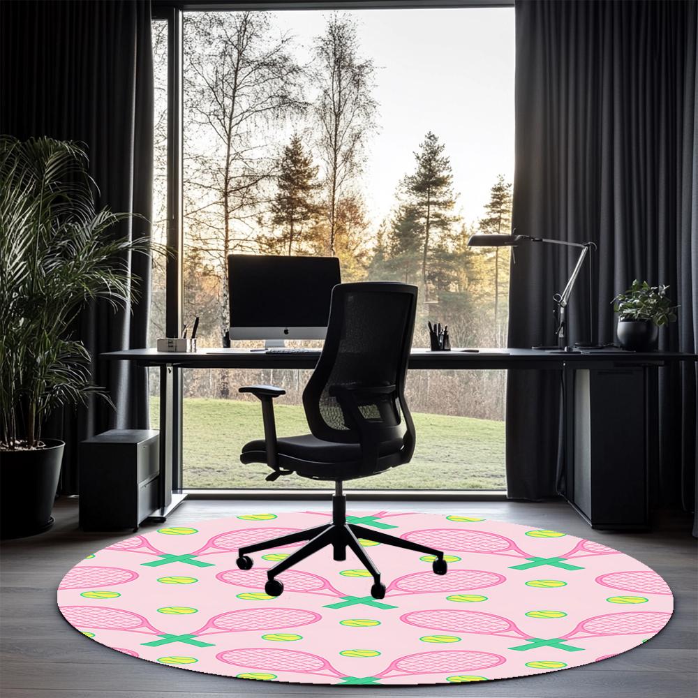 tennis Printed Round Rug Carpet Chair Rug Area Rug Entryway Doormats,for Office Chair Living Room Bedroom Kitchen Room.