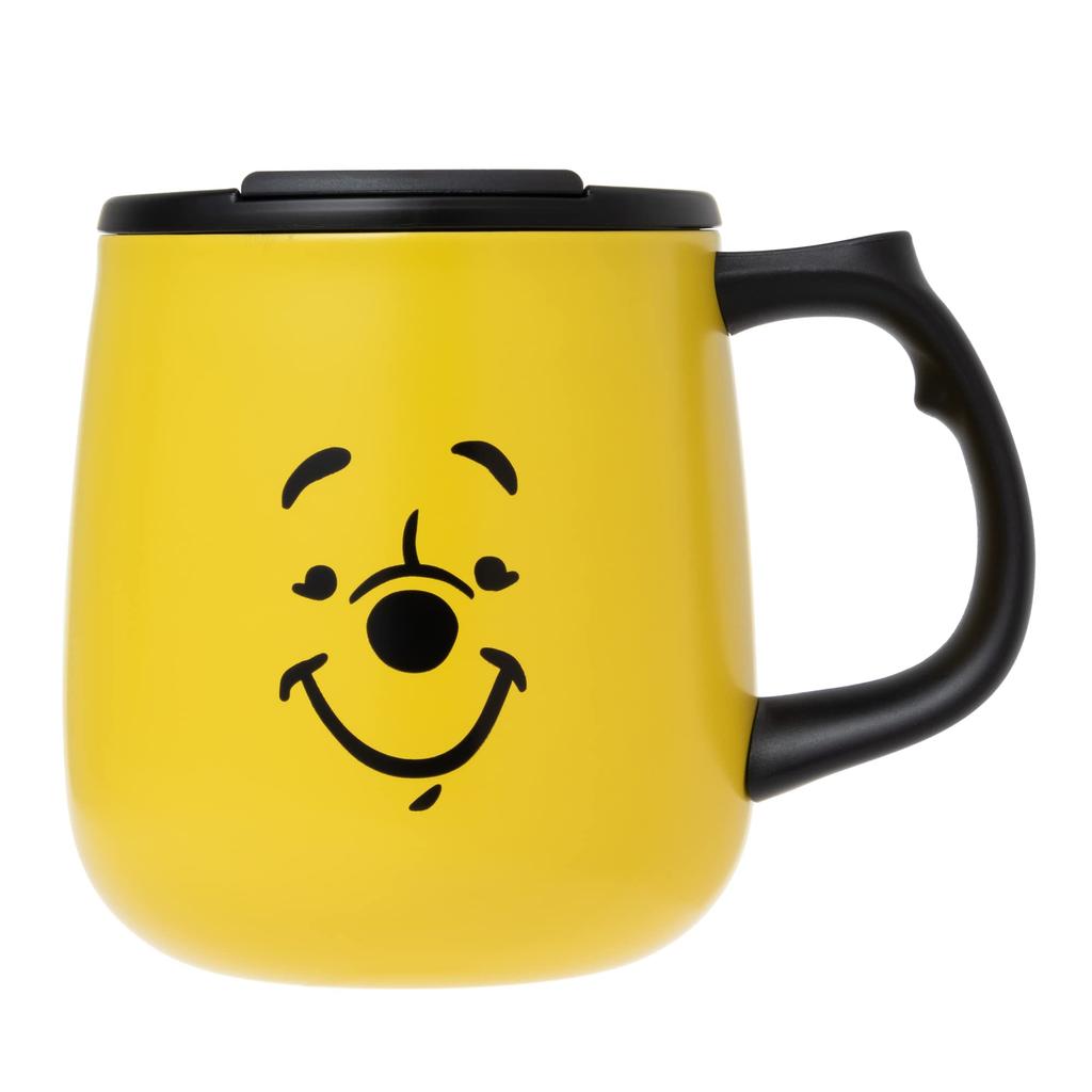 Maebata Winnie the Pooh Stainless Steel Mug with Lid Face Mug Boxed Insulating Structure Thermo Stainless Steel 300ml Disney 52822 Thermal/Cold D-WP33
