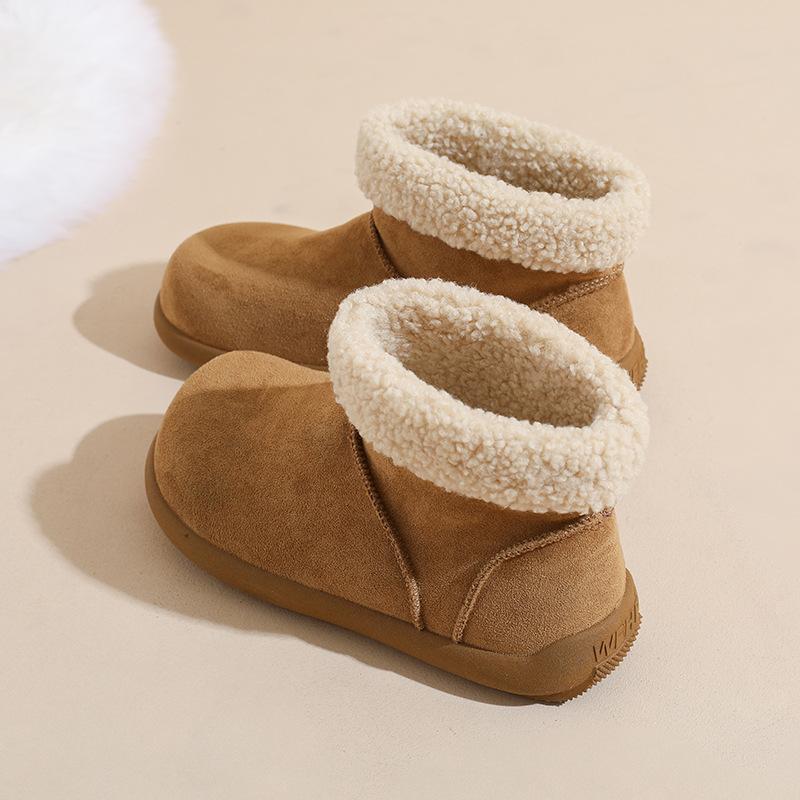 Women's Large Size Soft Sole Heightening Winter Warm Fur Snow Boots Padded Lined Ankle Boots Anti-slip Hiking Casual Sports Cotton Boots