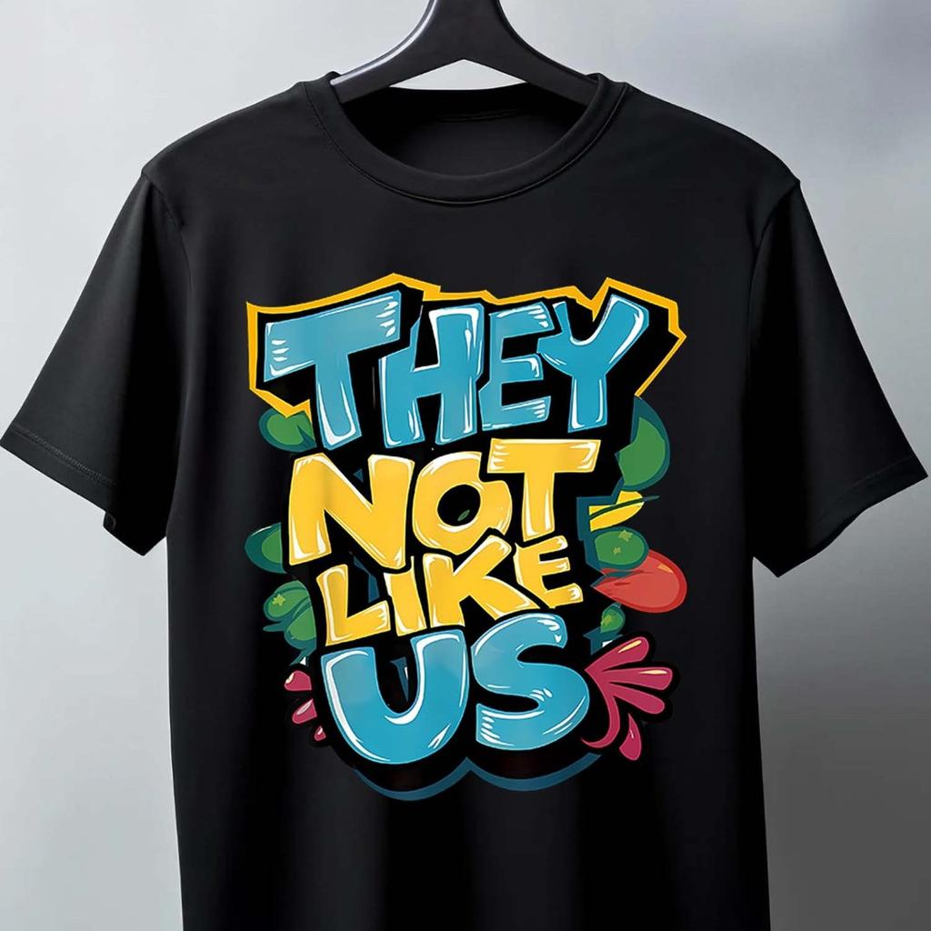 Graffiti Print Cotton Crewneck Tee Mens Casual Short Sleeve Black Graphic Tshirt